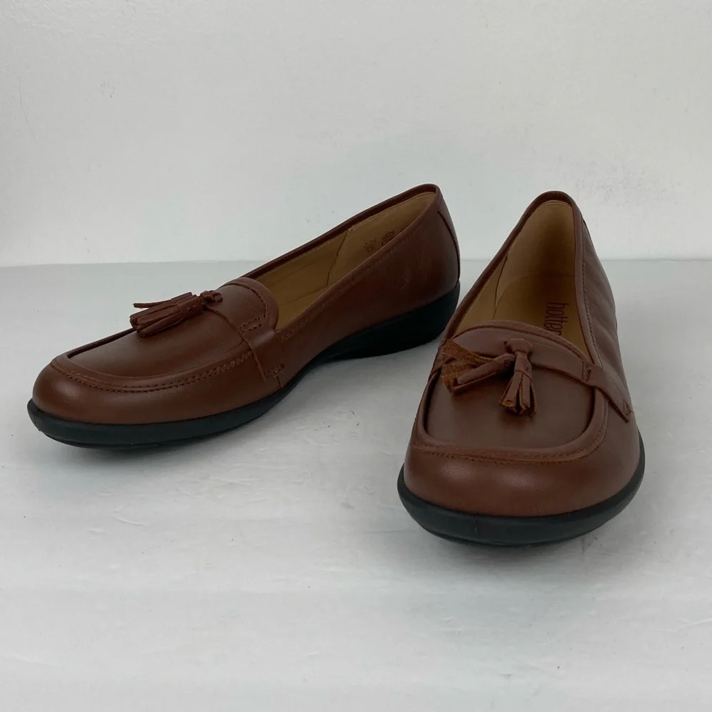Hotter Alice Women's Tassel Loafers Size 8 Color Brown Leather Preppy‎ Career